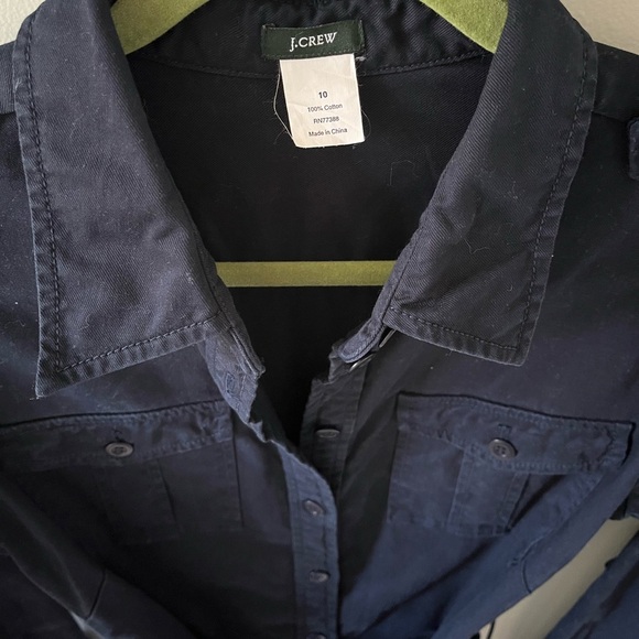 J. Crew Navy Belted Shirt dress women’s 10 - Picture 6 of 6